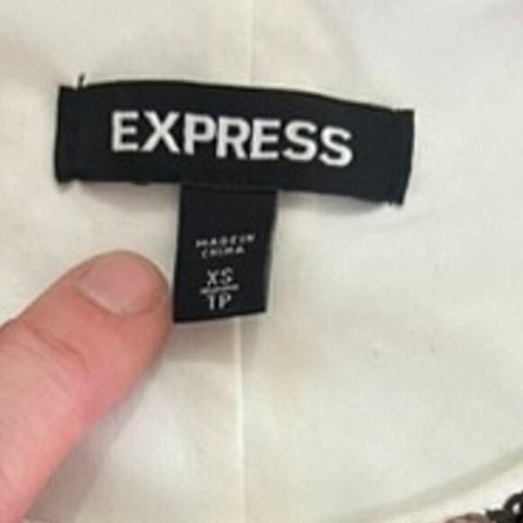Express beautiful short sleeve black and white sequin sparkle fitted dress sz XS - Picture 3 of 7
